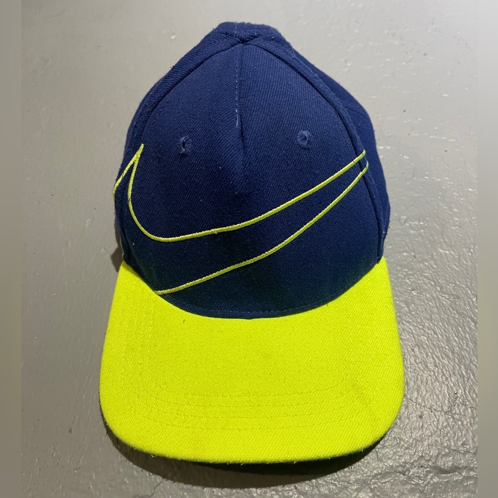 Nike Blue and Yellow Hat with Embroidered Swoosh